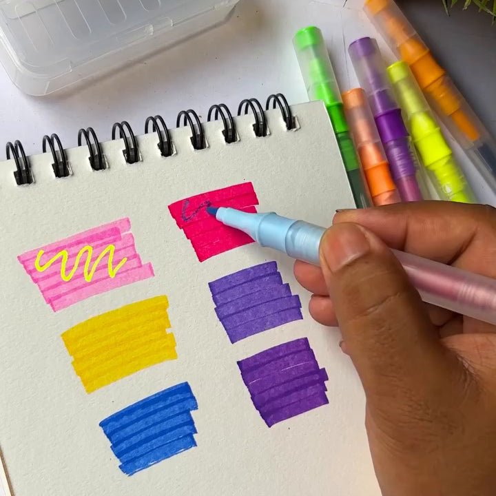 Pack of 2 | Shape Layering Pen - Set of 6 | Total 12 Pens