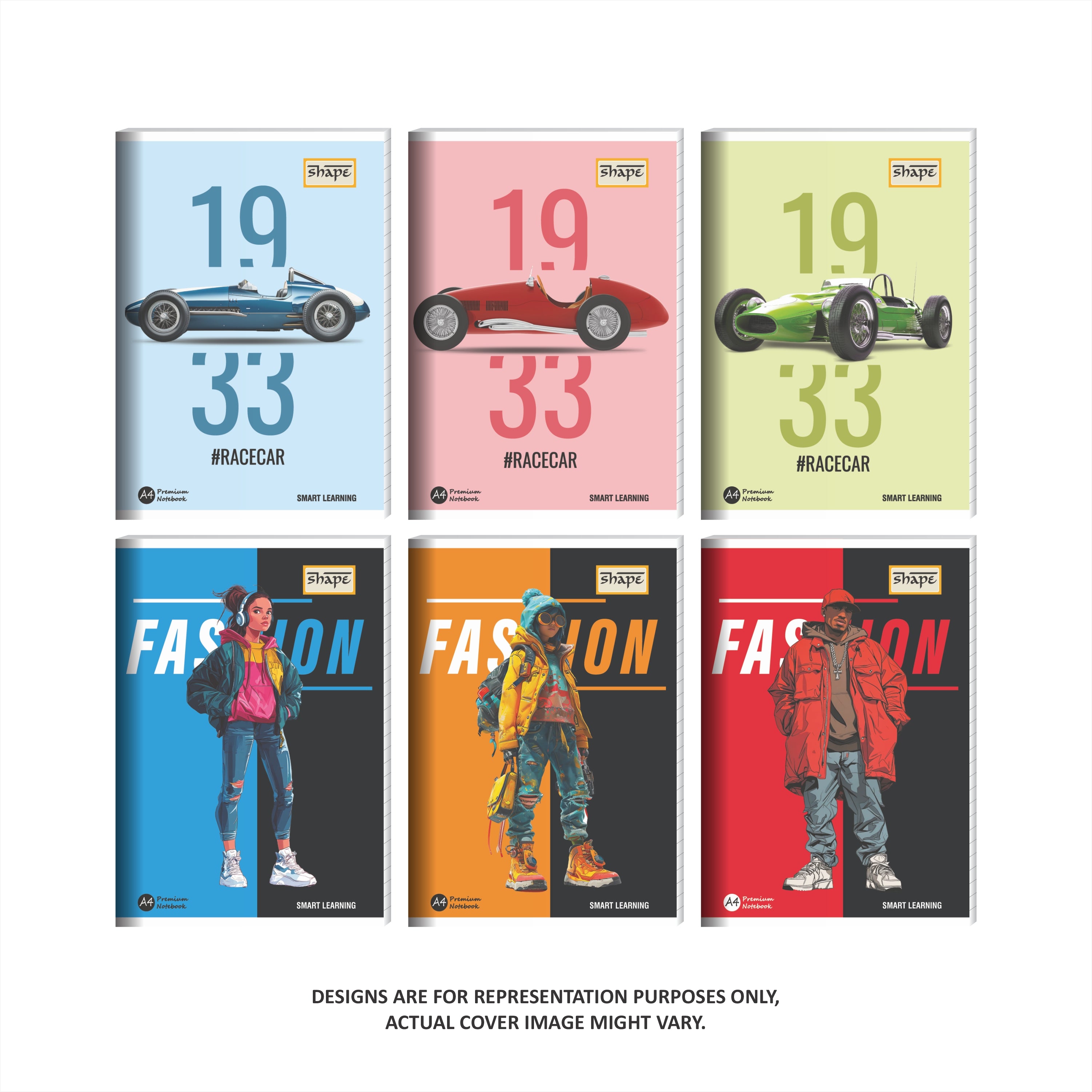 Shape Notebook - A4 Size, 172 Ruled Pages, Pack of 3