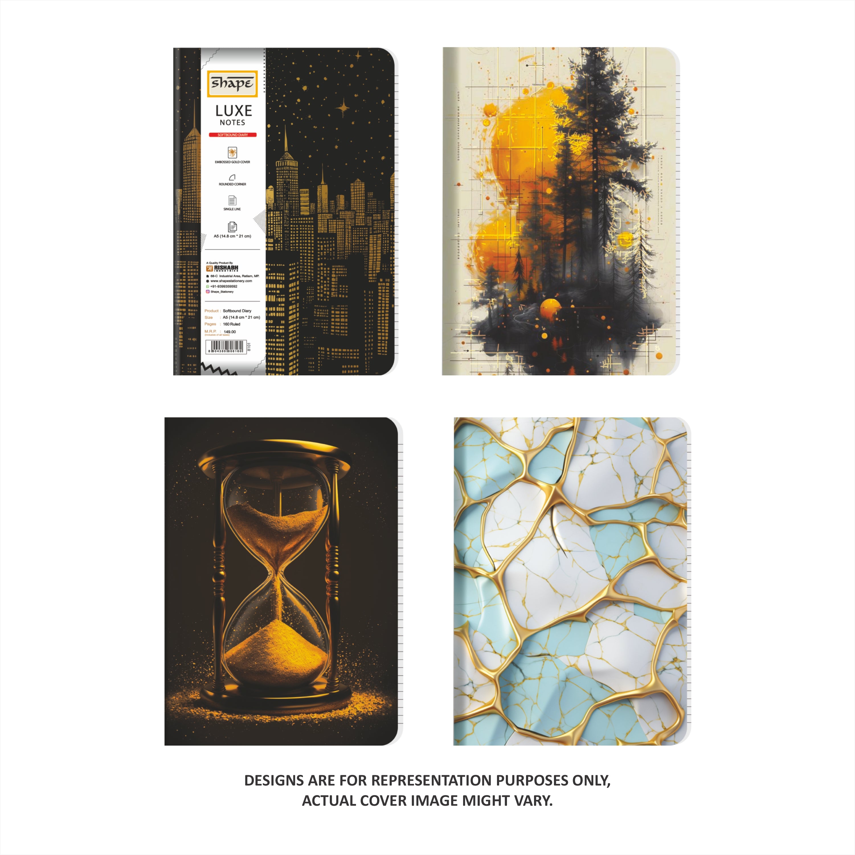 Shape LUXE  Softbound Notes - A5 Size, 160 Ruled Pages, Pack of 2