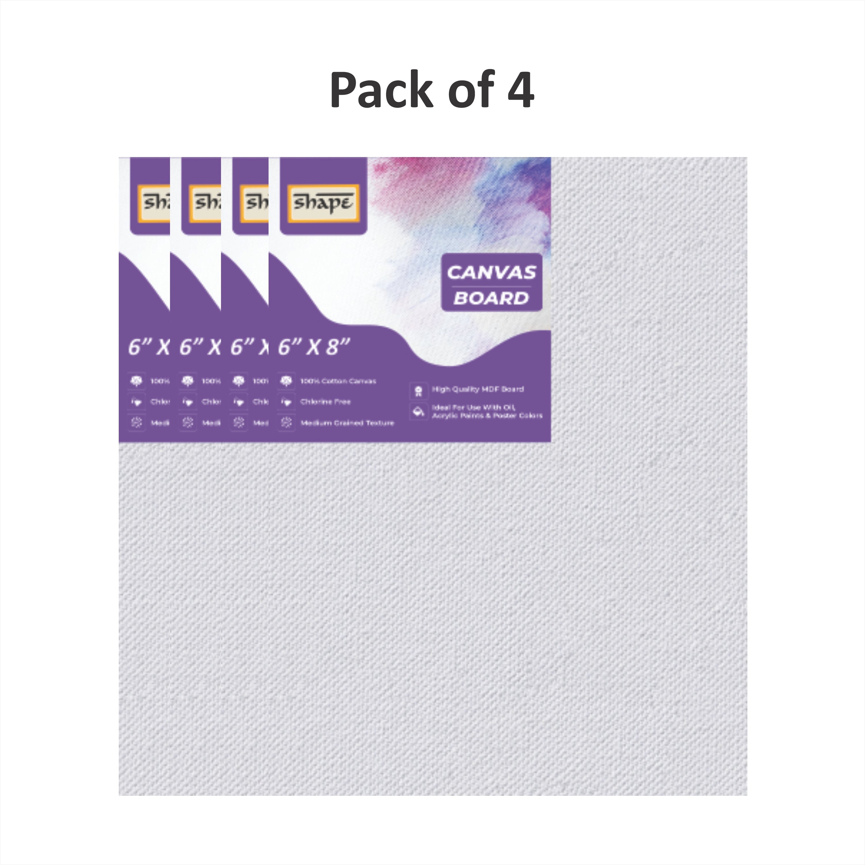 Shape Canvas Board 6*8 - Pack of 4