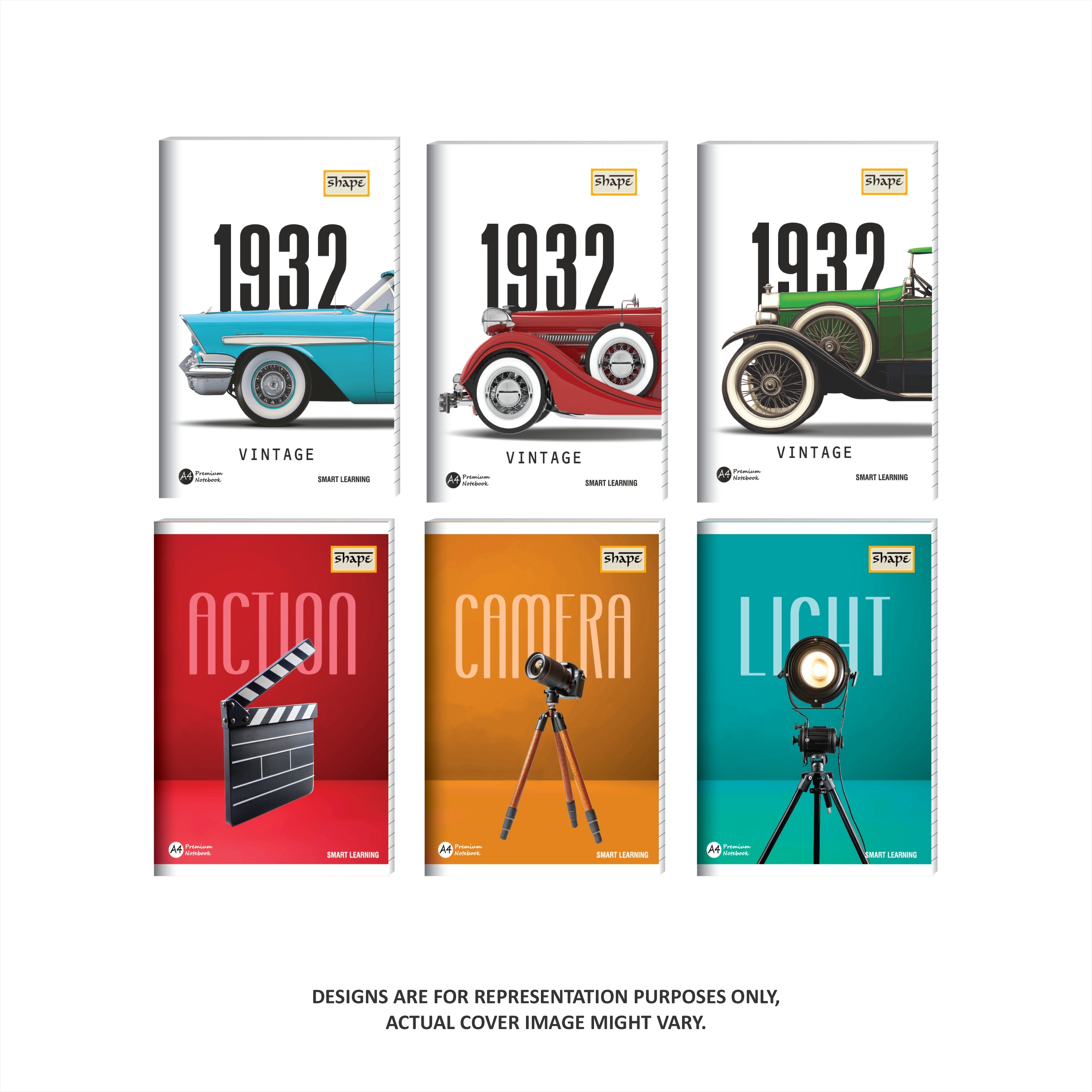 Shape Notebook - A4 Size, 136 Ruled Pages, Pack of 3