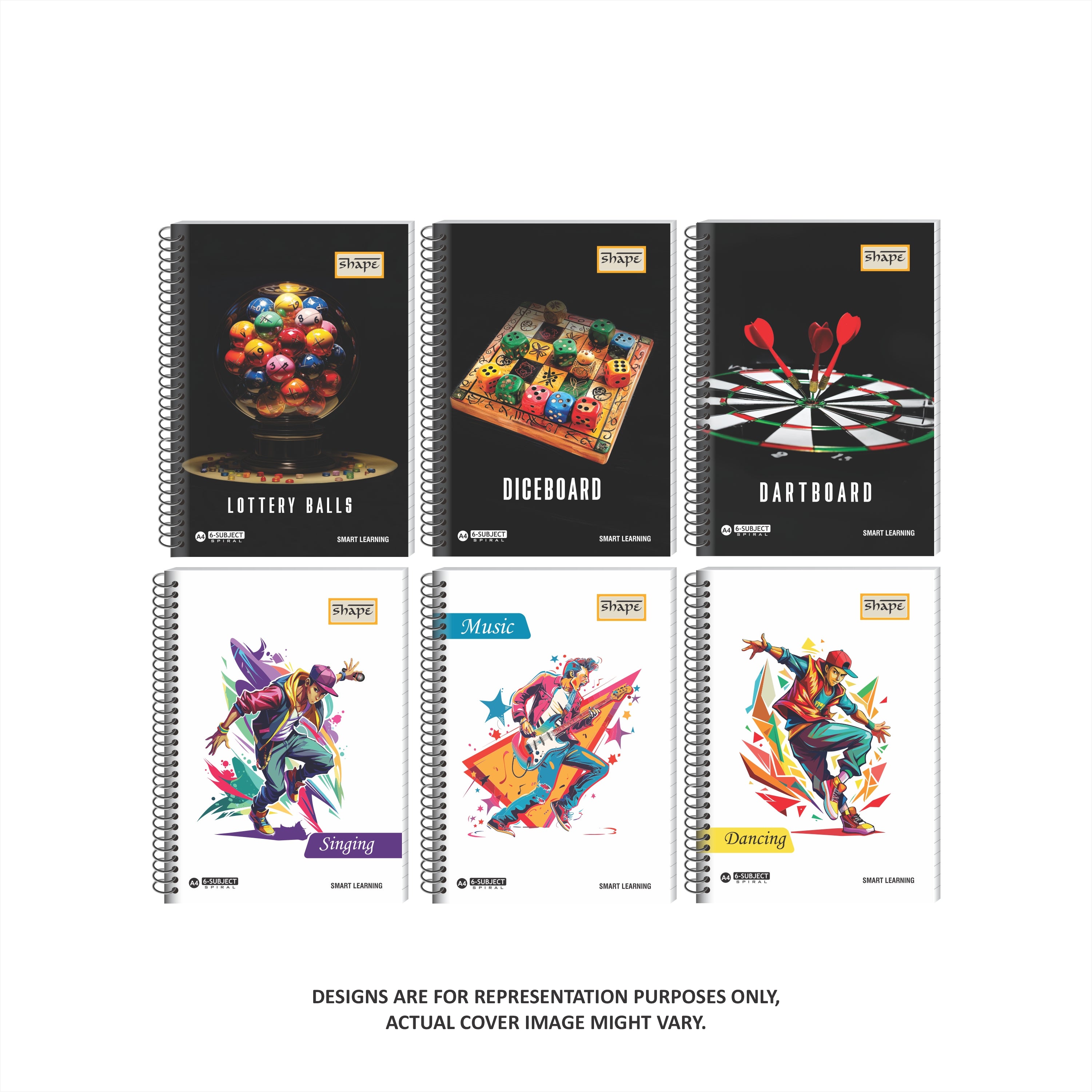 Shape 6 Subject Spiral Notebook - A4 Size, 300 Ruled Pages