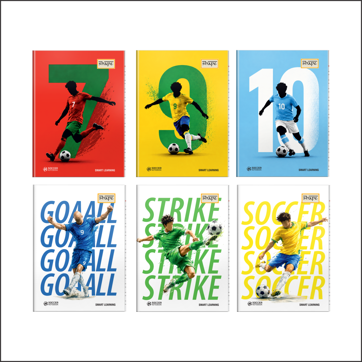 Shape Soccer Notebook - A4 Size, 172 Ruled Pages, Pack of 6