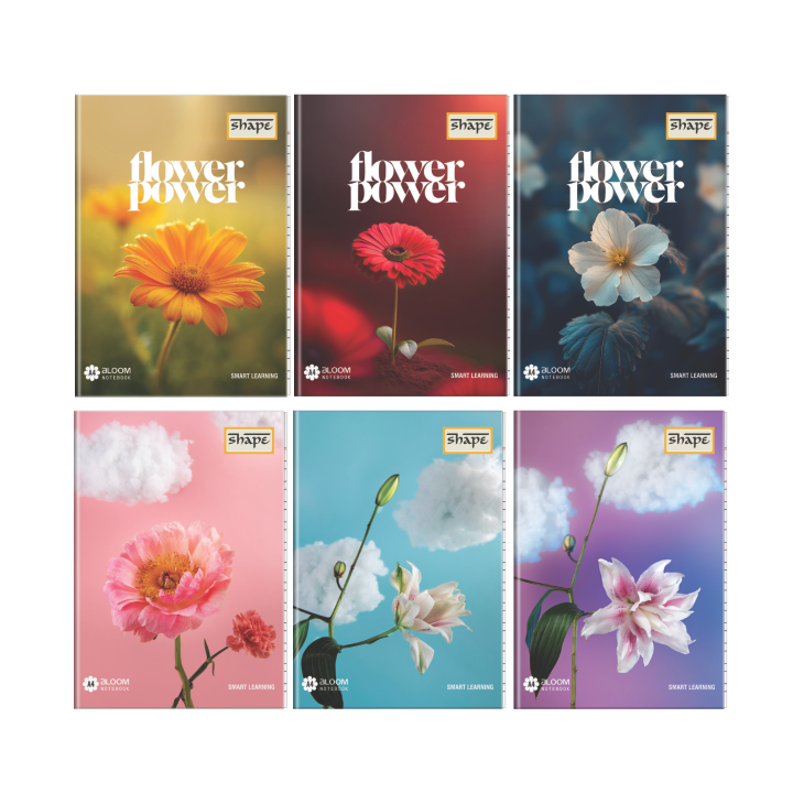 Shape Bloom Notebook - A4 Size, 172 Ruled Pages, Pack of 3
