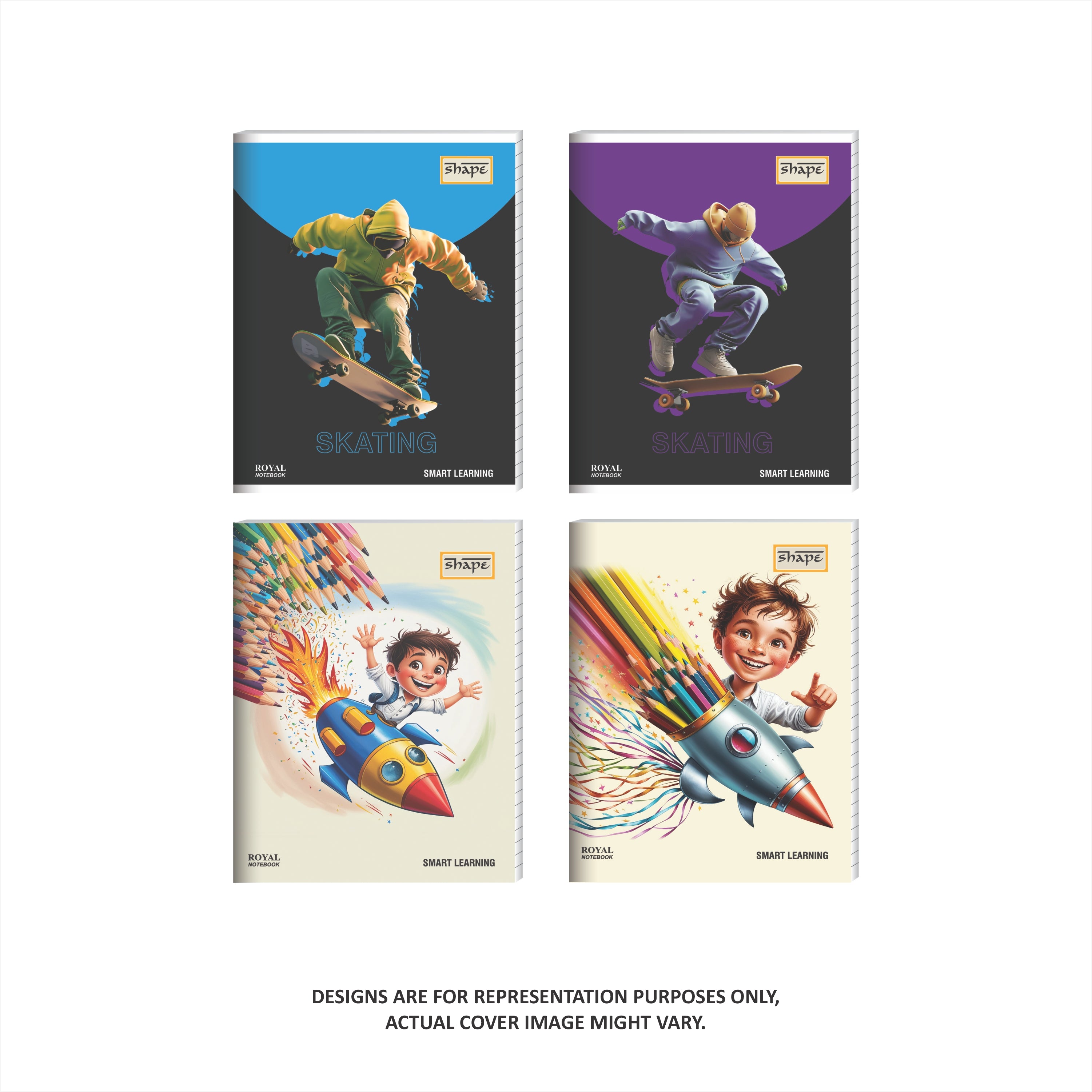 Shape Royal Notebook - 18*24 Size, 172 Ruled Pages, Pack of 6