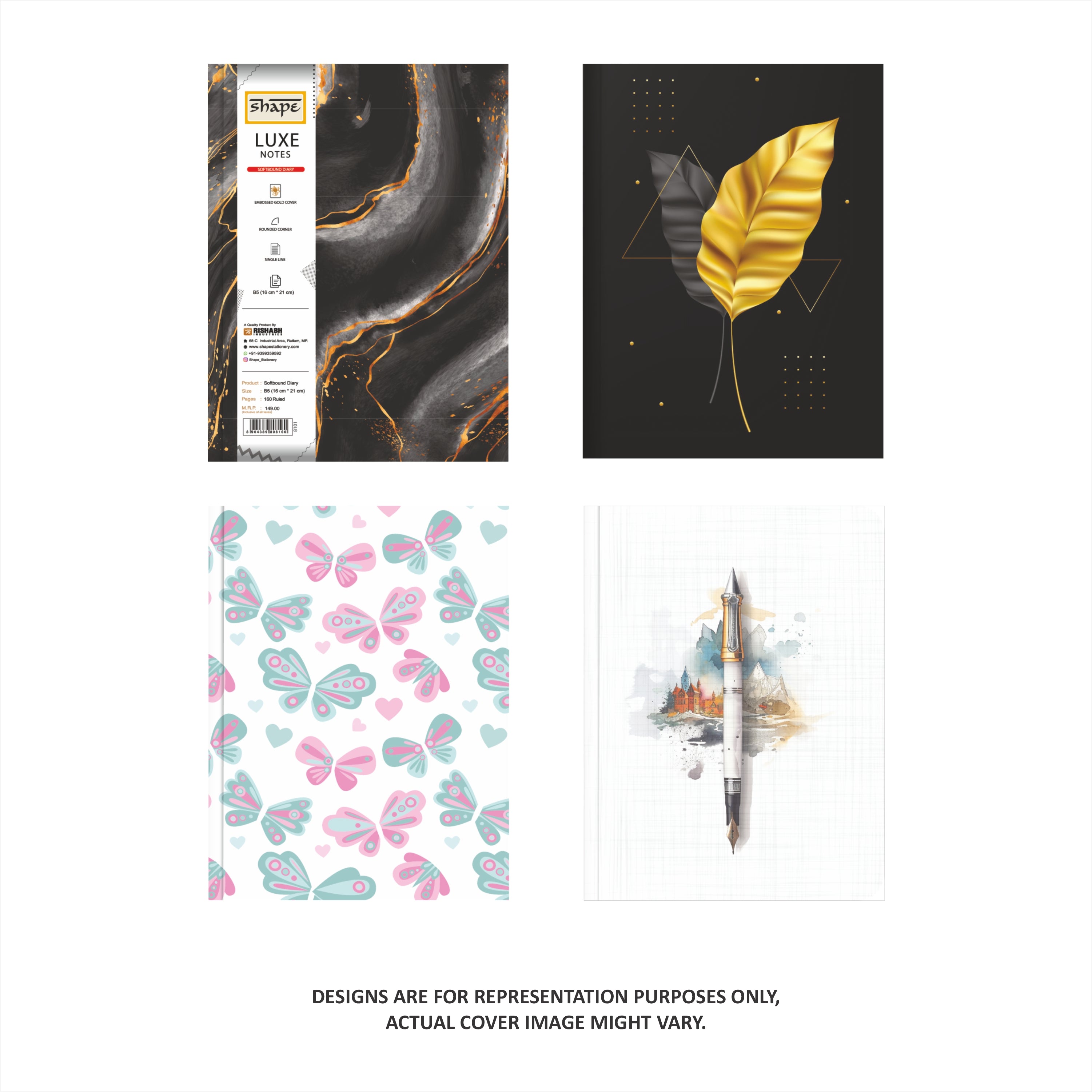 Shape Luxe Casebound Notes - B5 Size, 160 Ruled Pages