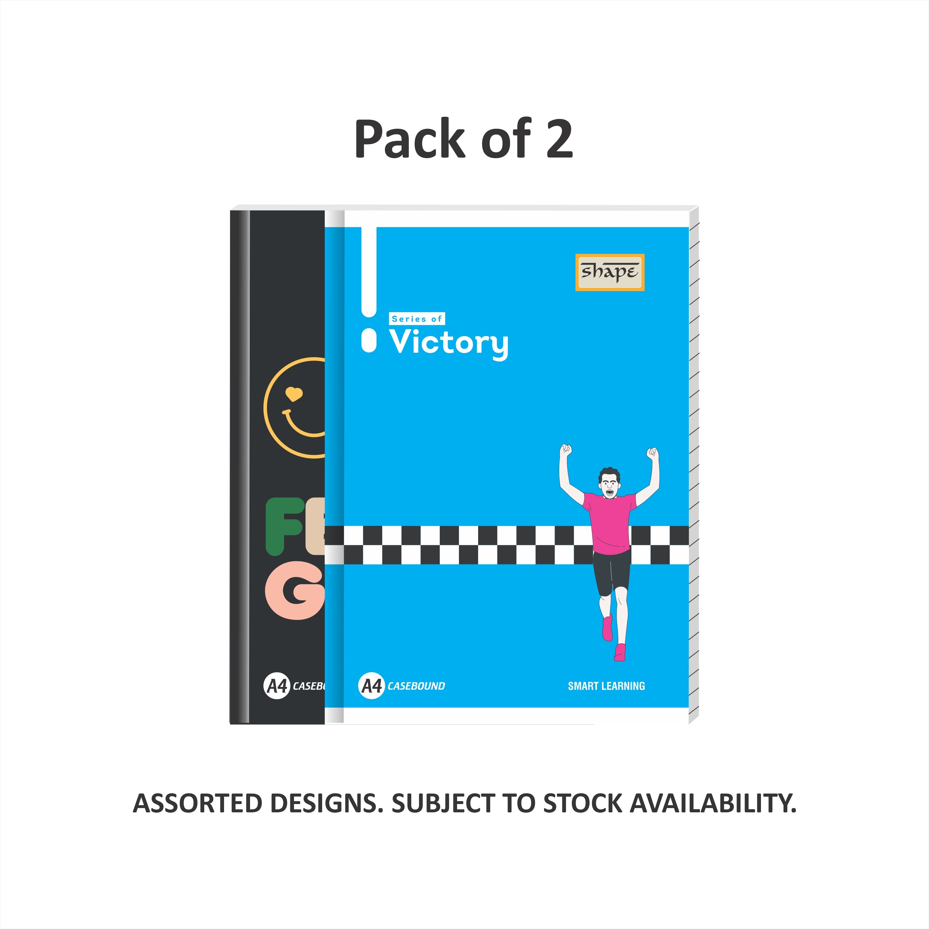 Shape Case Bound Notes- A4 Size, 192 Ruled Pages, Pack of 2