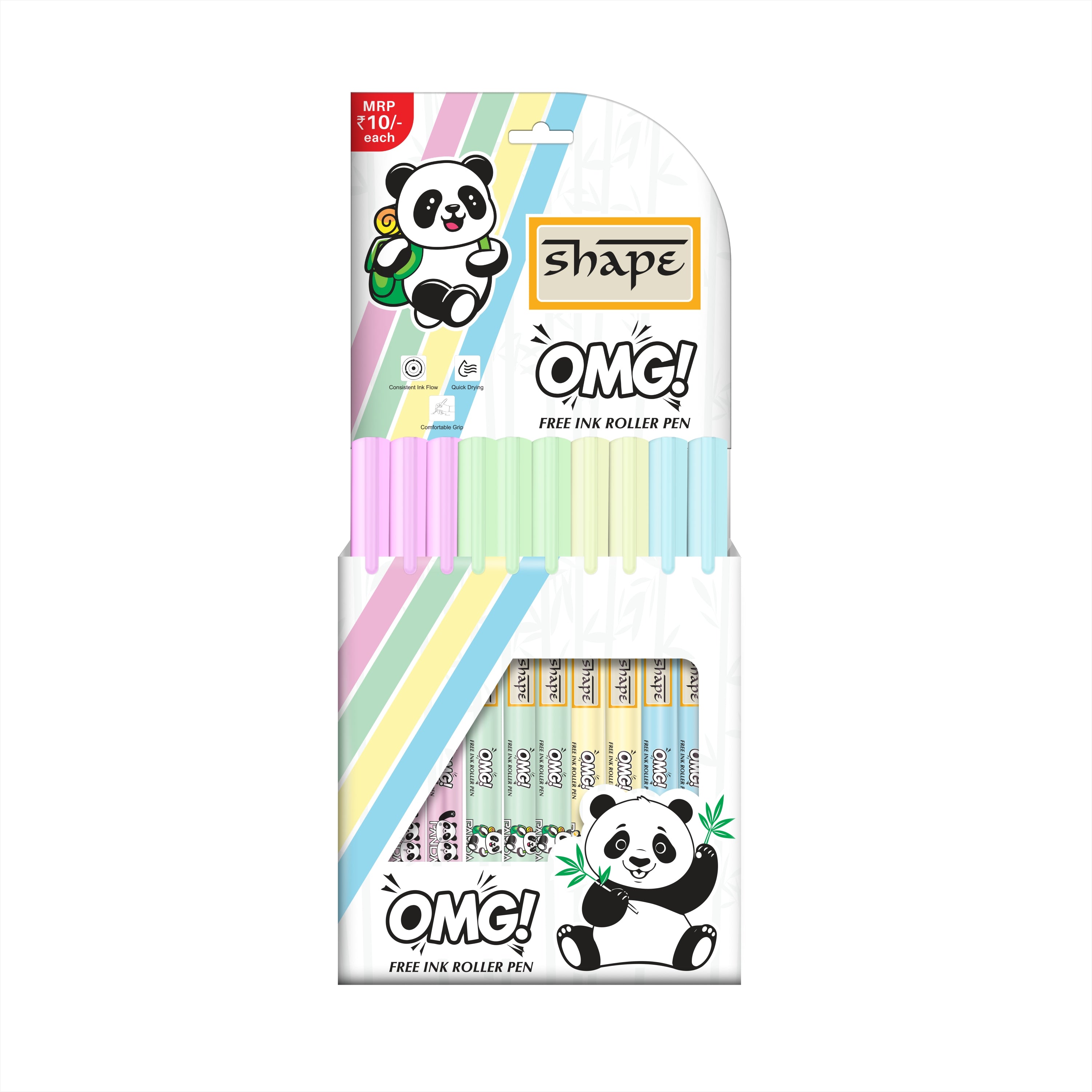 Shape OMG Panda  Roller Pen - Pack of 20