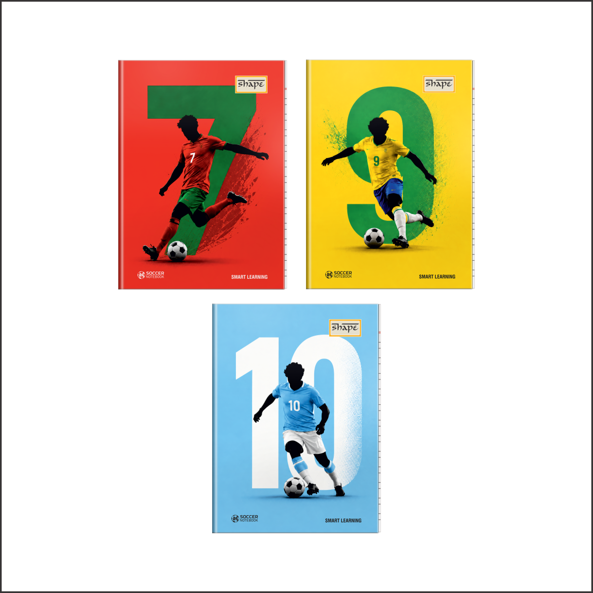 Shape Soccer Notebook - A4 Size, 172 Ruled Pages, Pack of 6