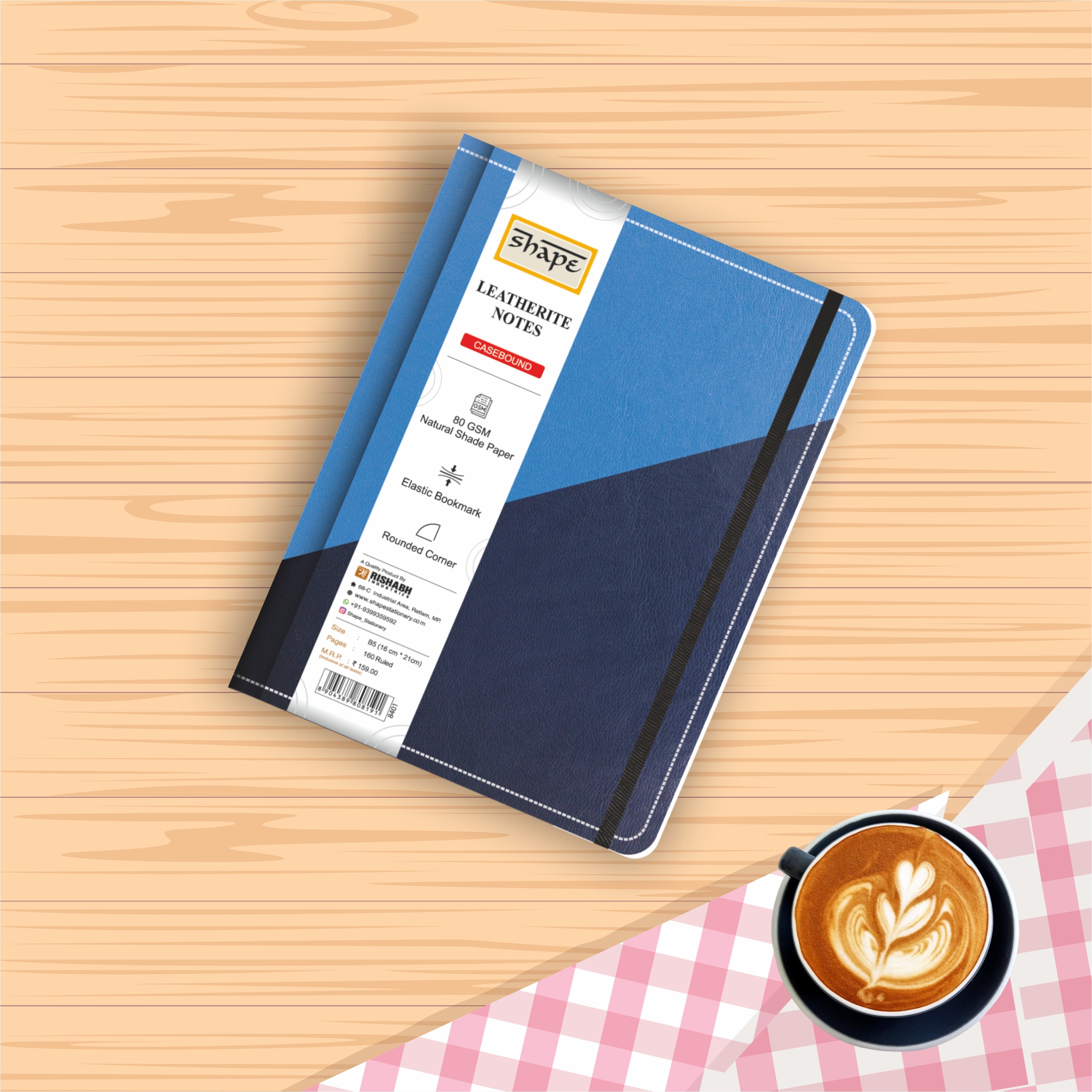 Shape Leatherite Casebound Notes - B5 Size, 172 Ruled Pages