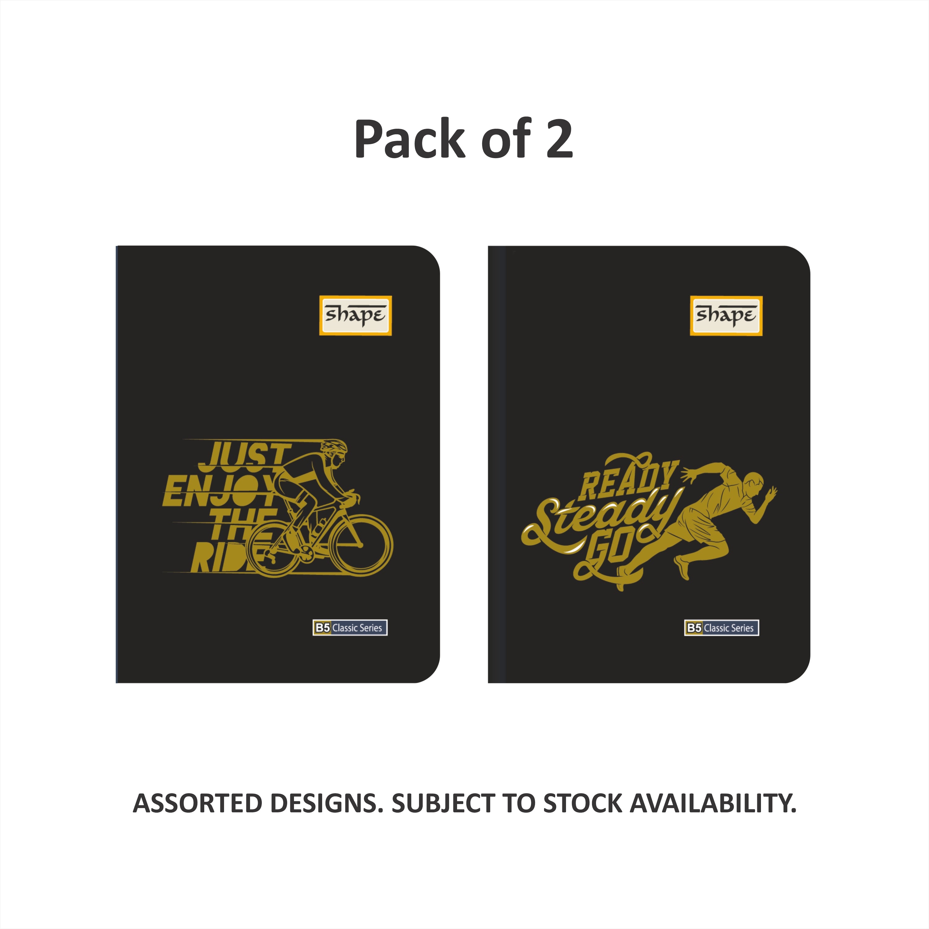 Shape Classic Notes- A5 Size, 192 Ruled Pages, Natural Shade, Pack of 2