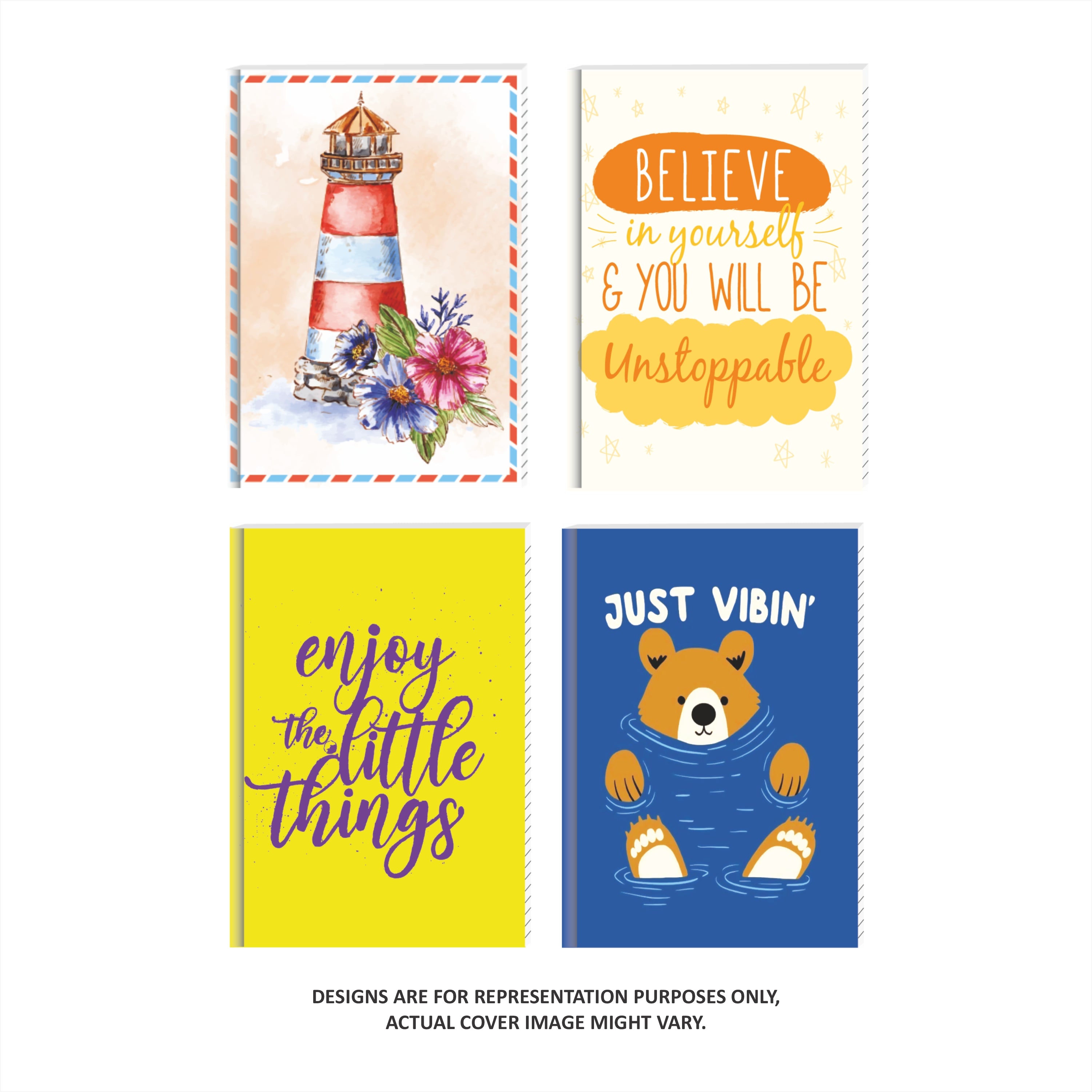 Shape Case Bound Notes - A7 Size, 192 Ruled Pages, Pack of 4