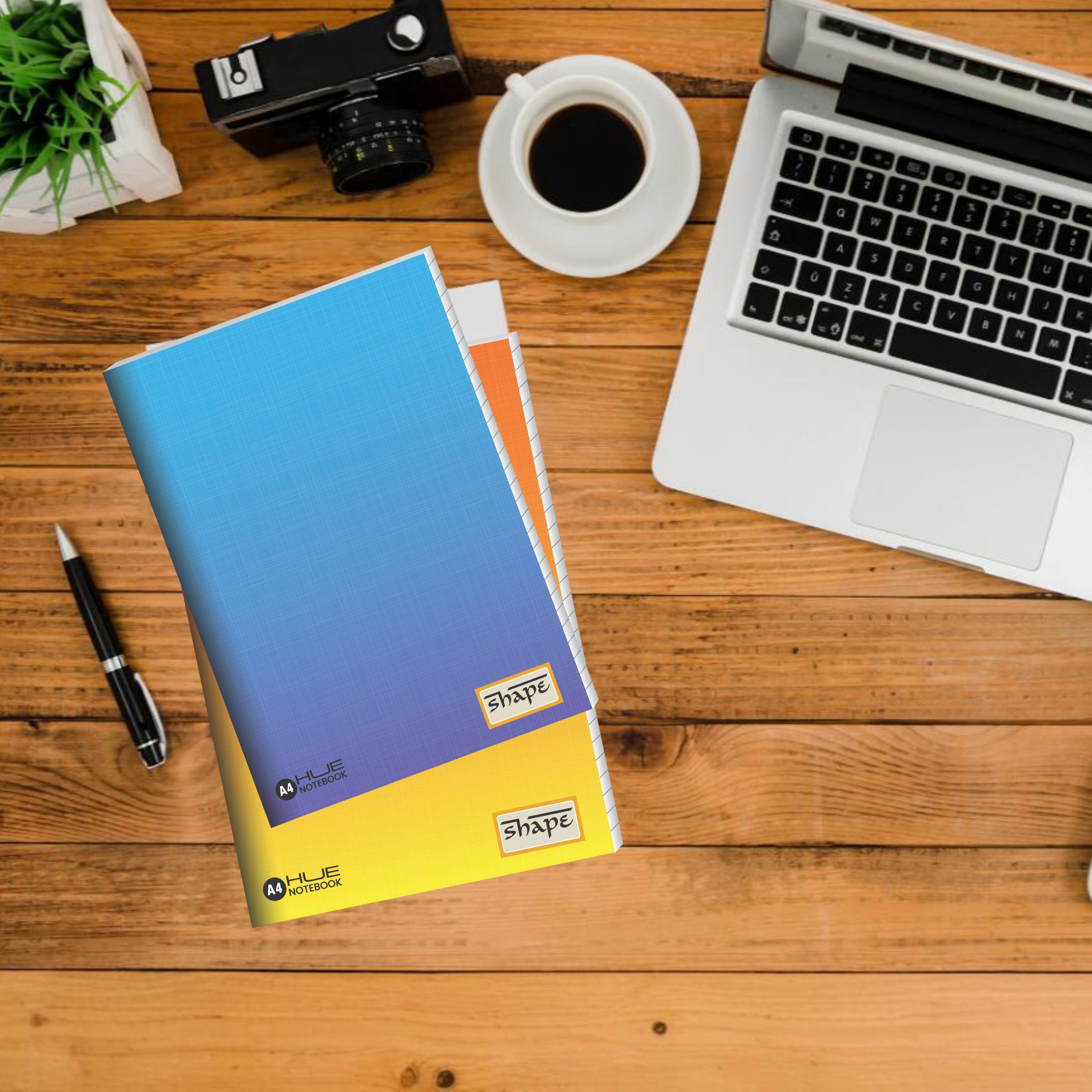 Shape Hue Notebook - A4 Size, 172 Ruled Pages, Pack of 3