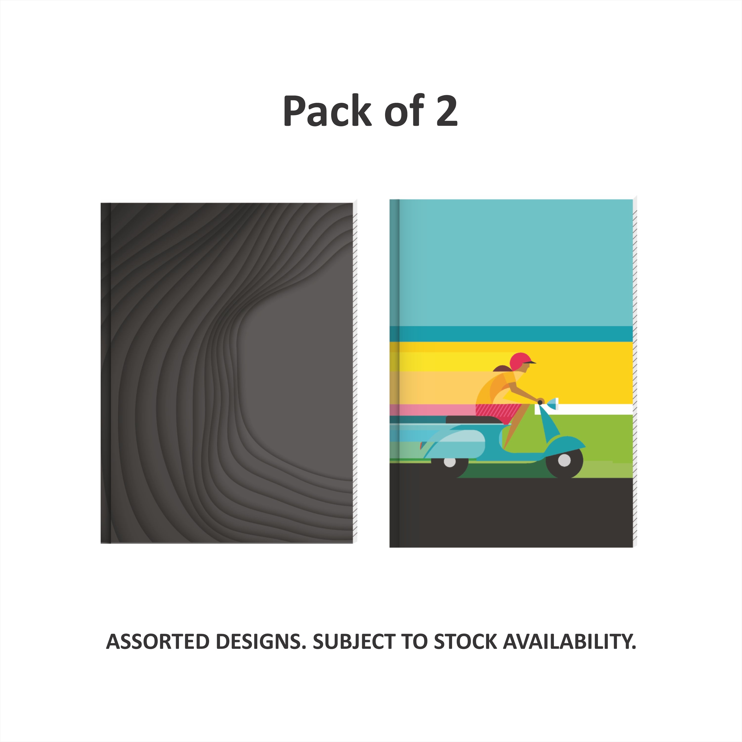 Shape Casebound Notes - A5 Size, 192 Ruled Pages, Natural Shade, Pack of 2