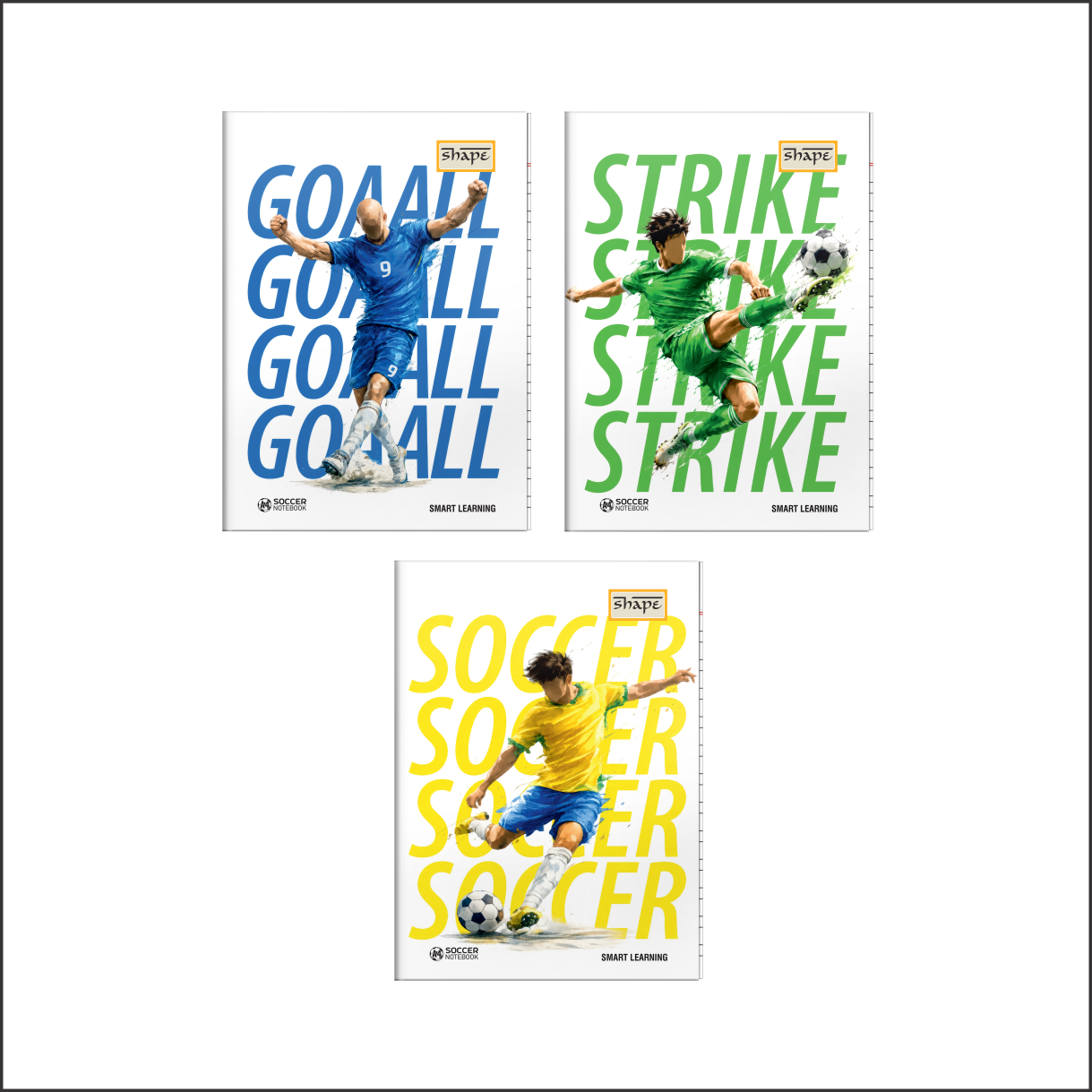 Shape Soccer Notebook - A4 Size, 172 Ruled Pages, Pack of 6