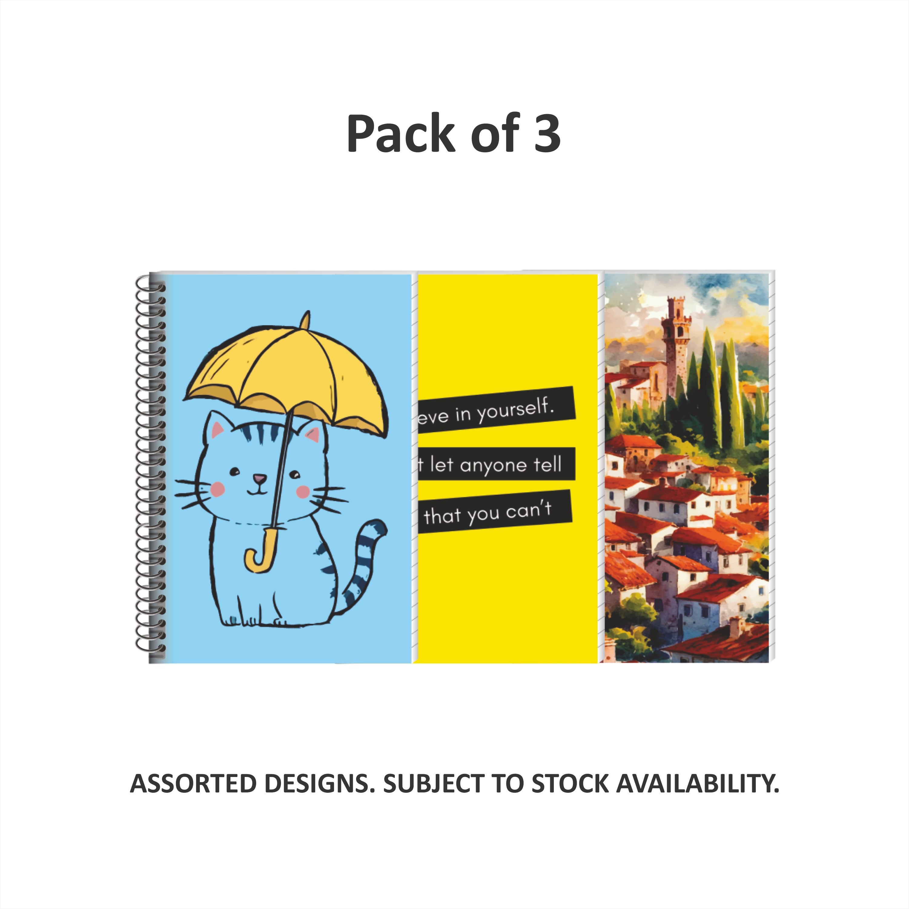 Shape Metal Spiral Notes- A5 Size, 192 Ruled pages, Pack of 3