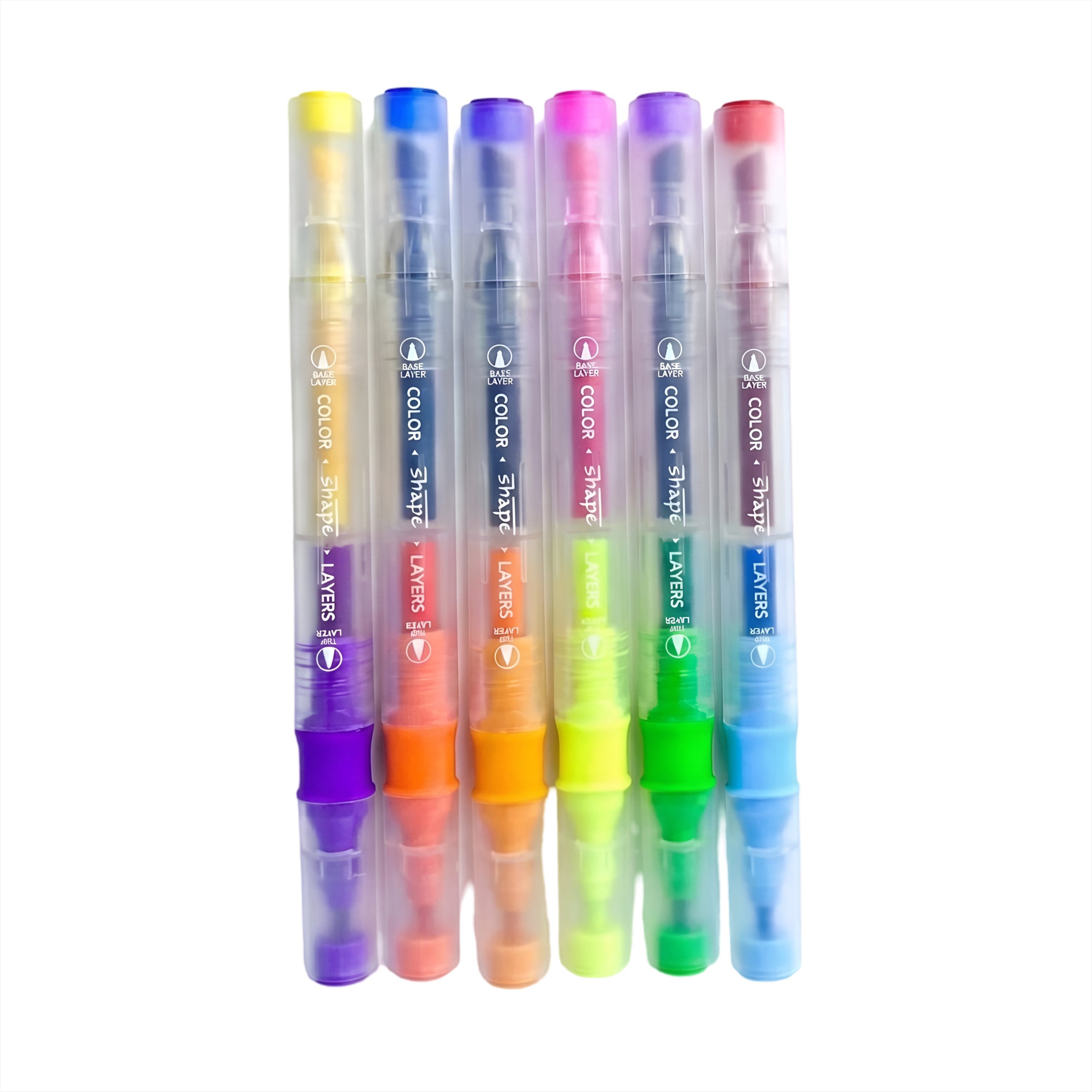 Pack of 2 | Shape Layering Pen - Set of 6 | Total 12 Pens