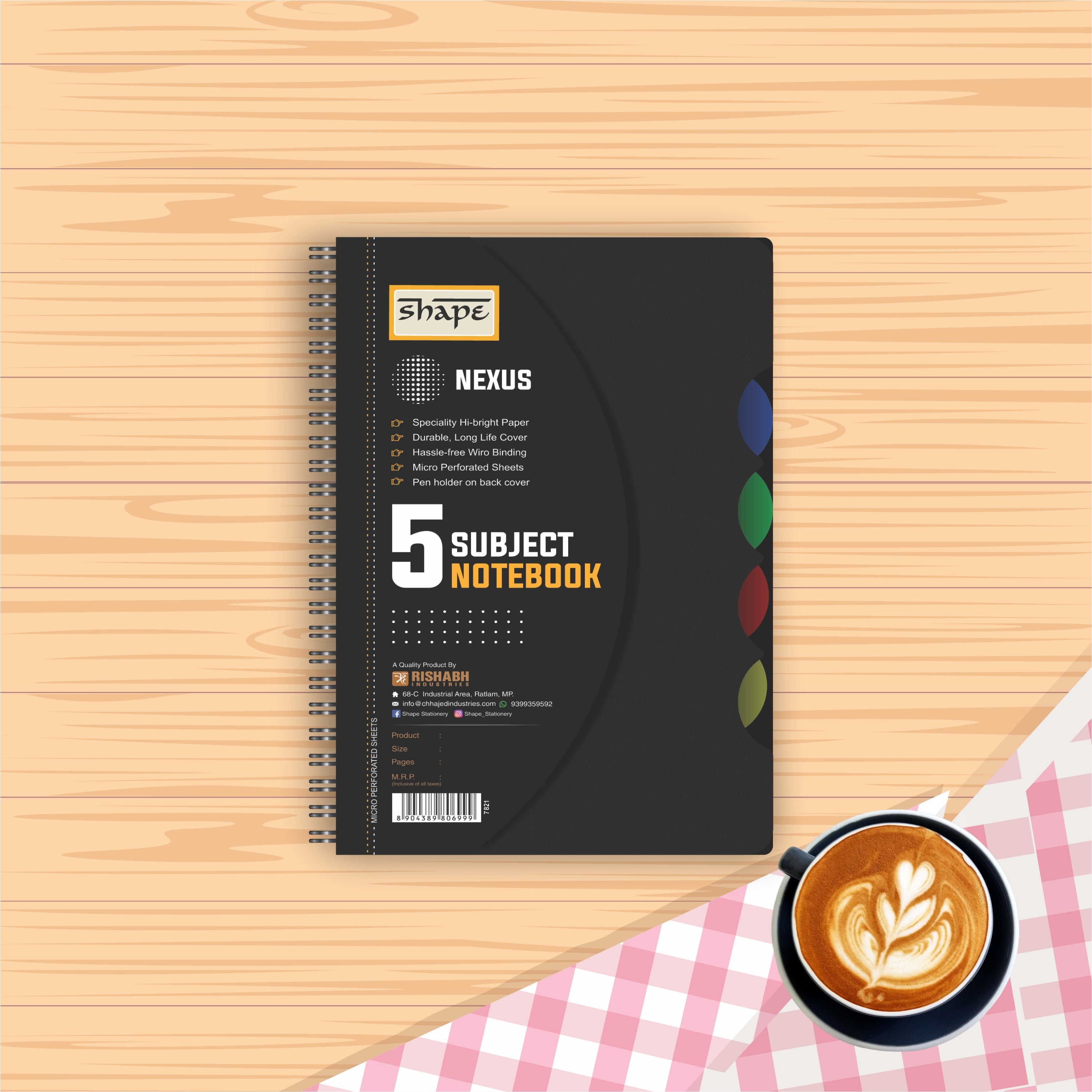 Shape 5 Subject Wiro Nexus Plastic Notes - A4 Size, 300 Ruled Pages