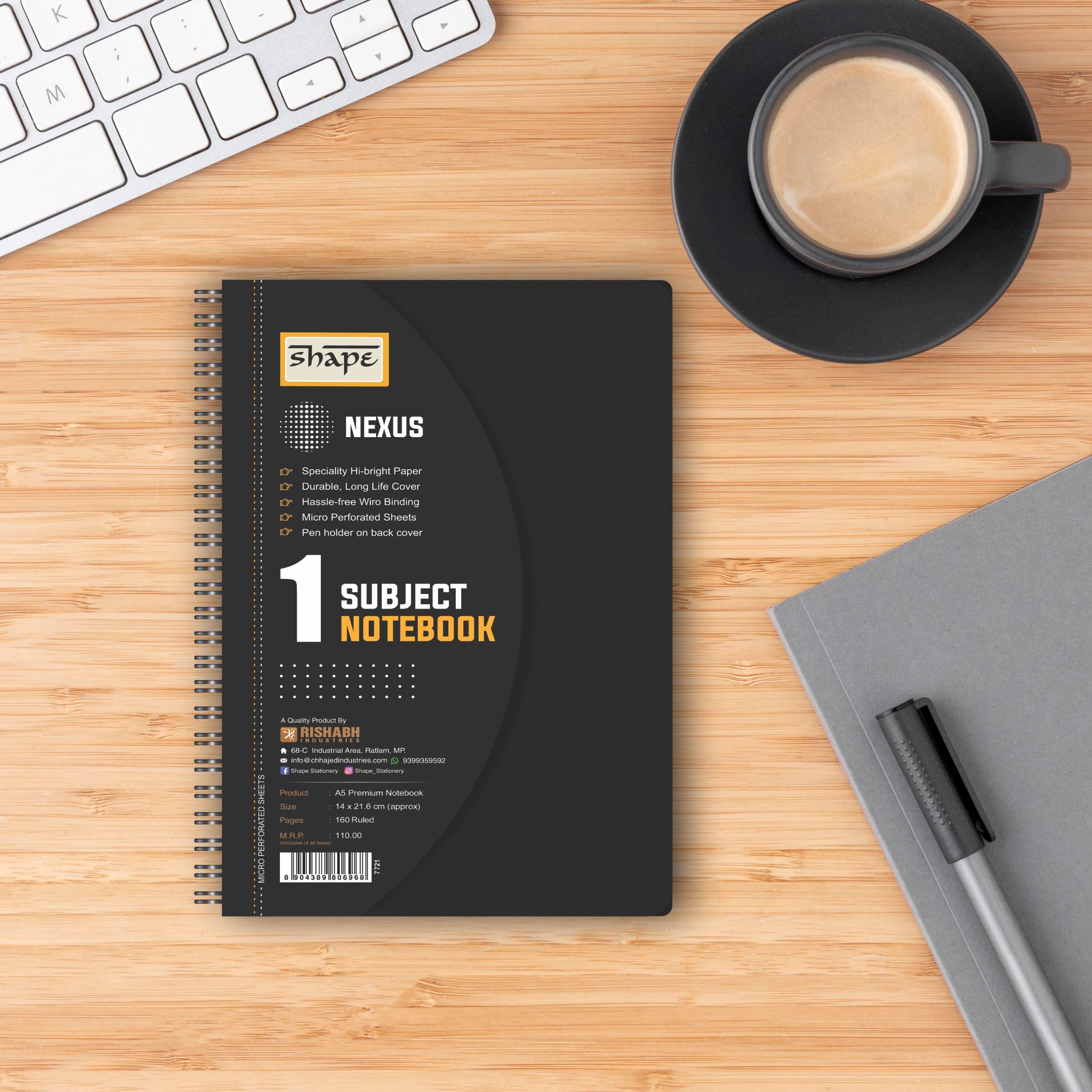 Shape Single Subject Wiro Nexus Plastic Notes - A5 Size, 160 Ruled Pages, Pack of 2