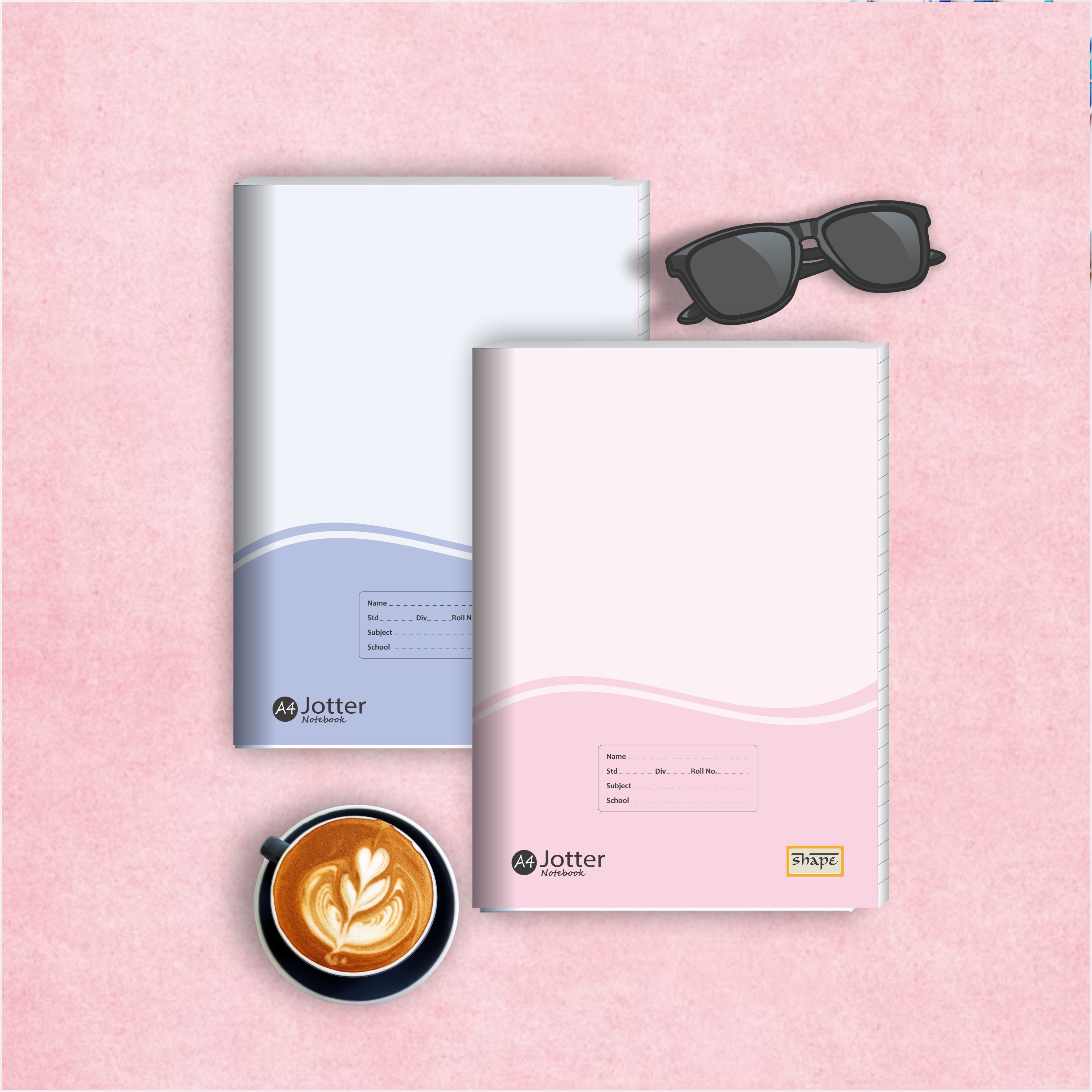 Shape Jotter Notebook- A4 Size, 172 Ruled Pages, Pack of 6