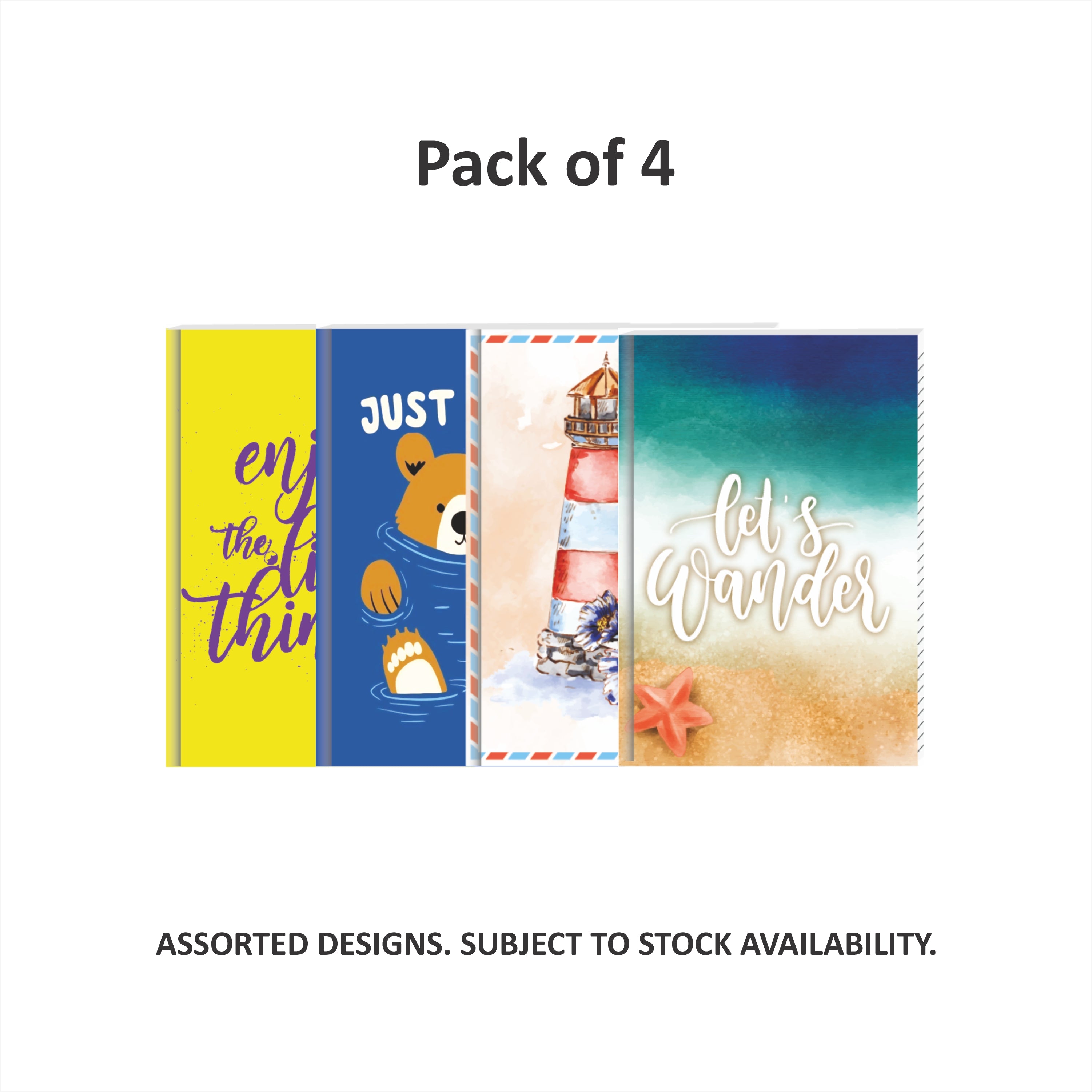 Shape Case Bound Notes - A7 Size, 192 Ruled Pages, Pack of 4