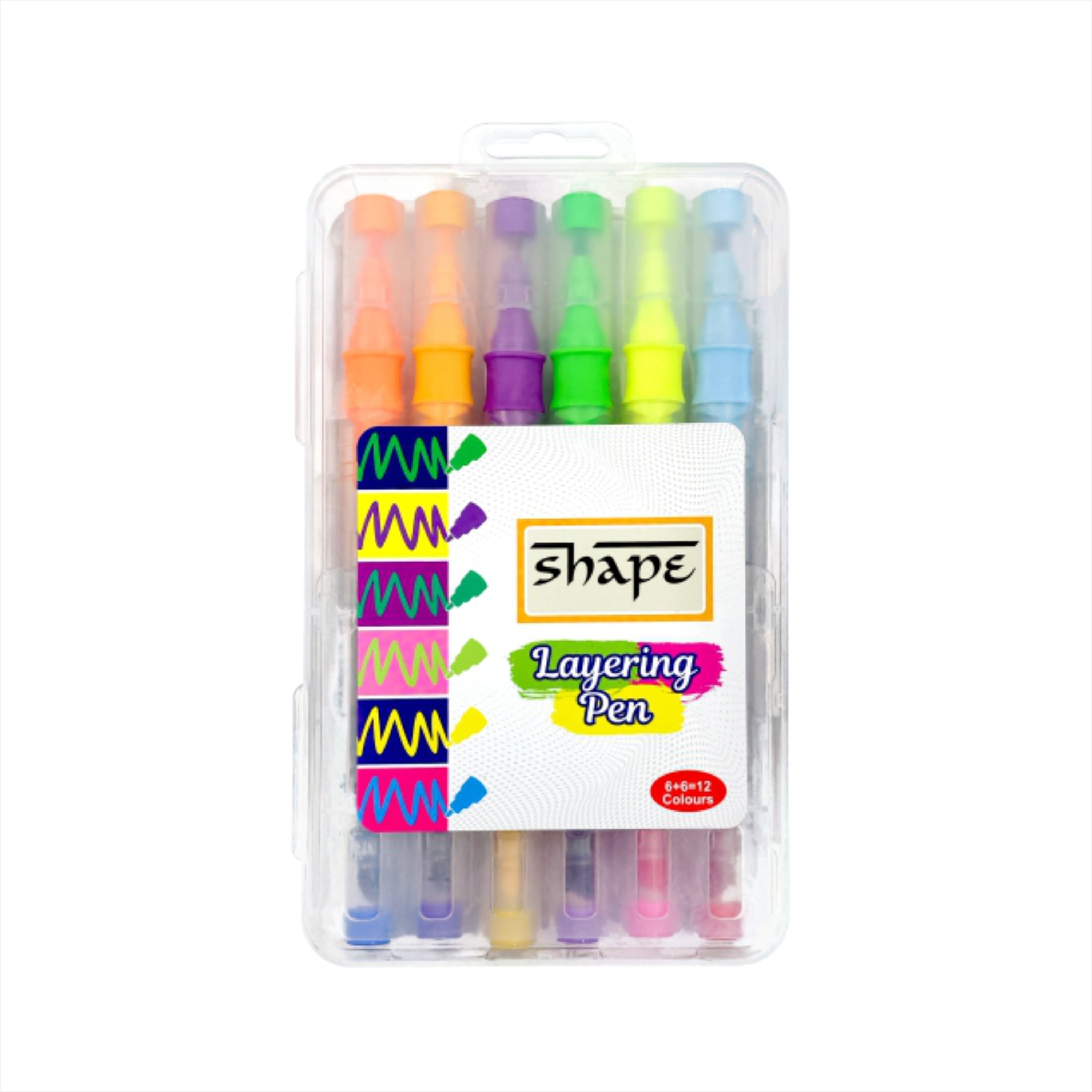 Pack of 2 | Shape Layering Pen - Set of 6 | Total 12 Pens