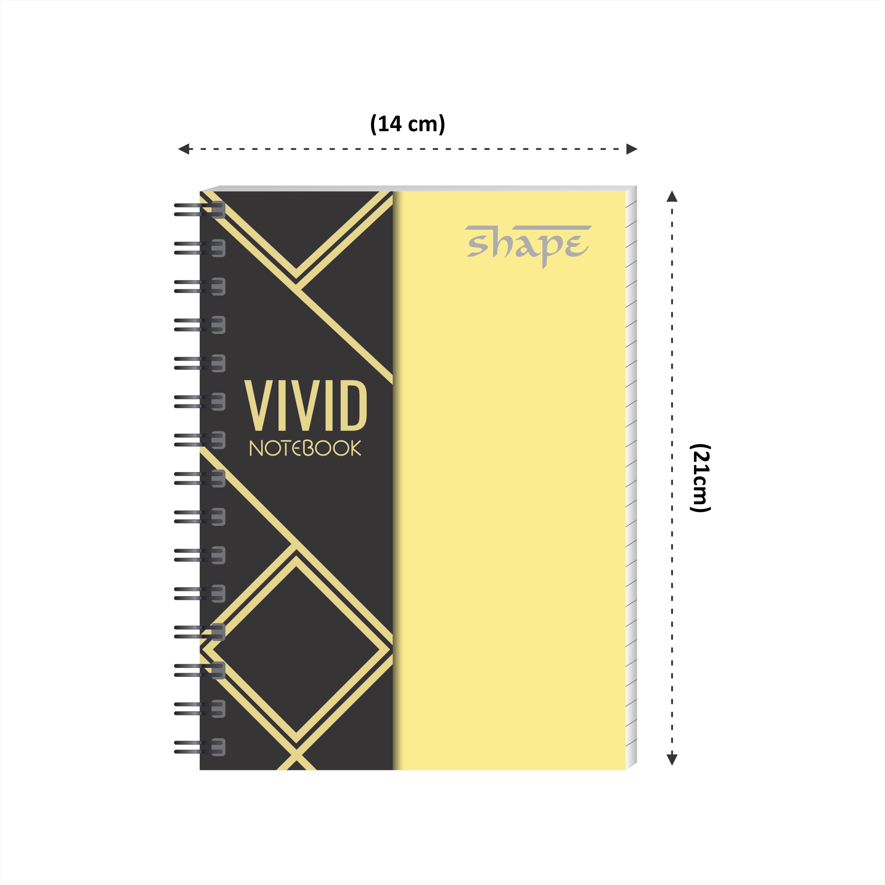 Shape  Vivid Wiro Notes - A5 Size, 160 Ruled Pages, Pack of 2