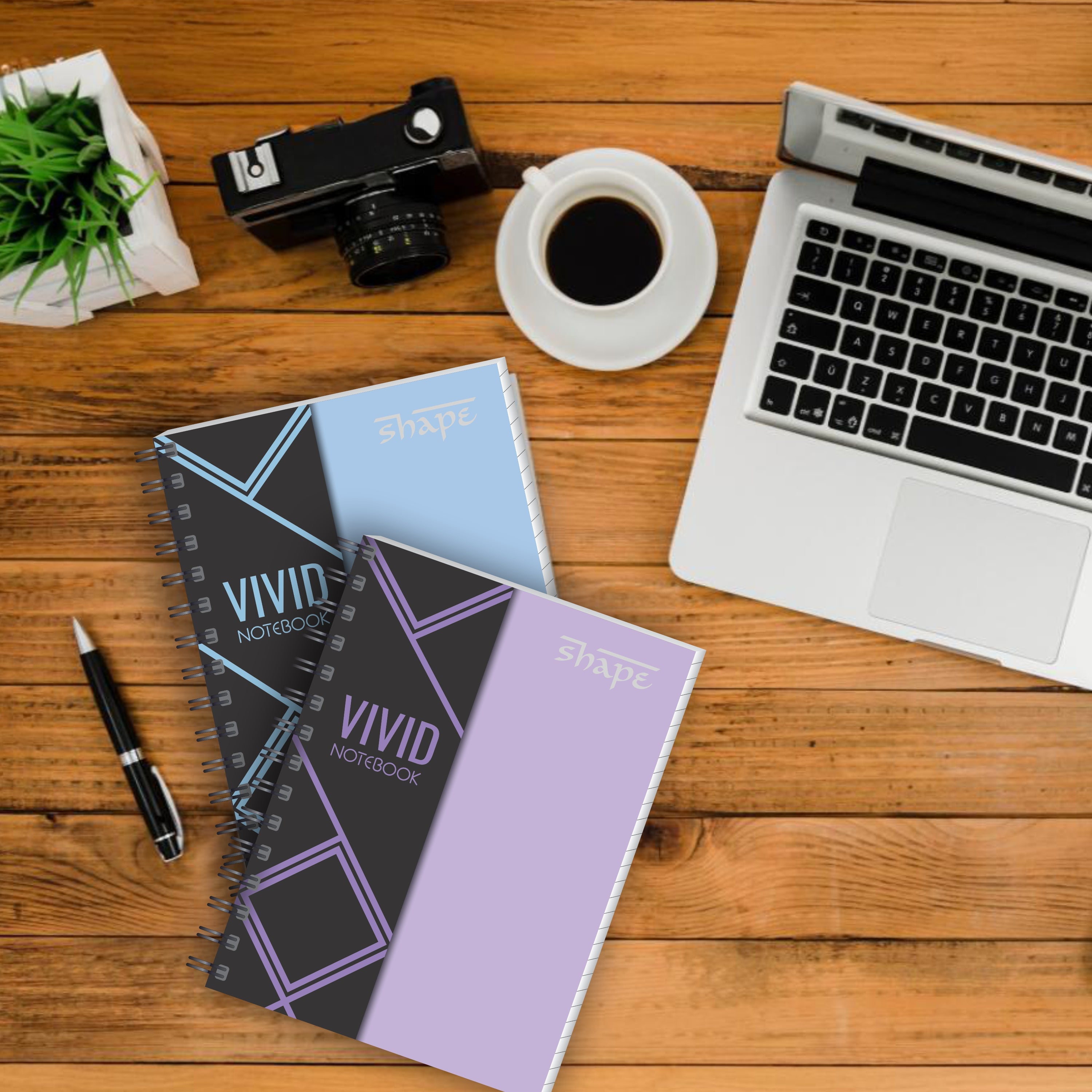 Shape  Vivid Wiro Notes - A5 Size, 160 Ruled Pages, Pack of 2