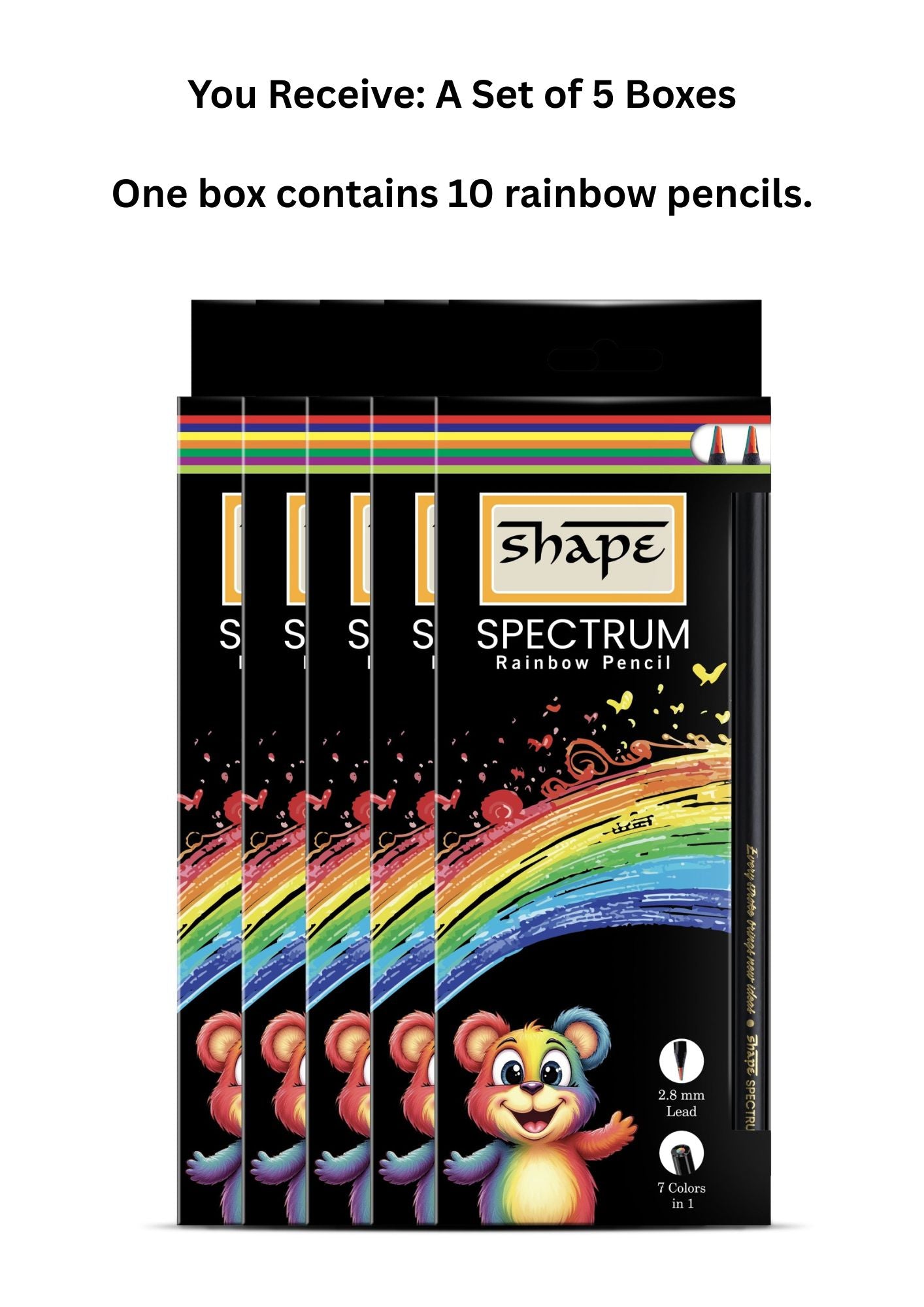 Shape Spectrum Rainbow Pencil 10 pcs Box - Pack of 5