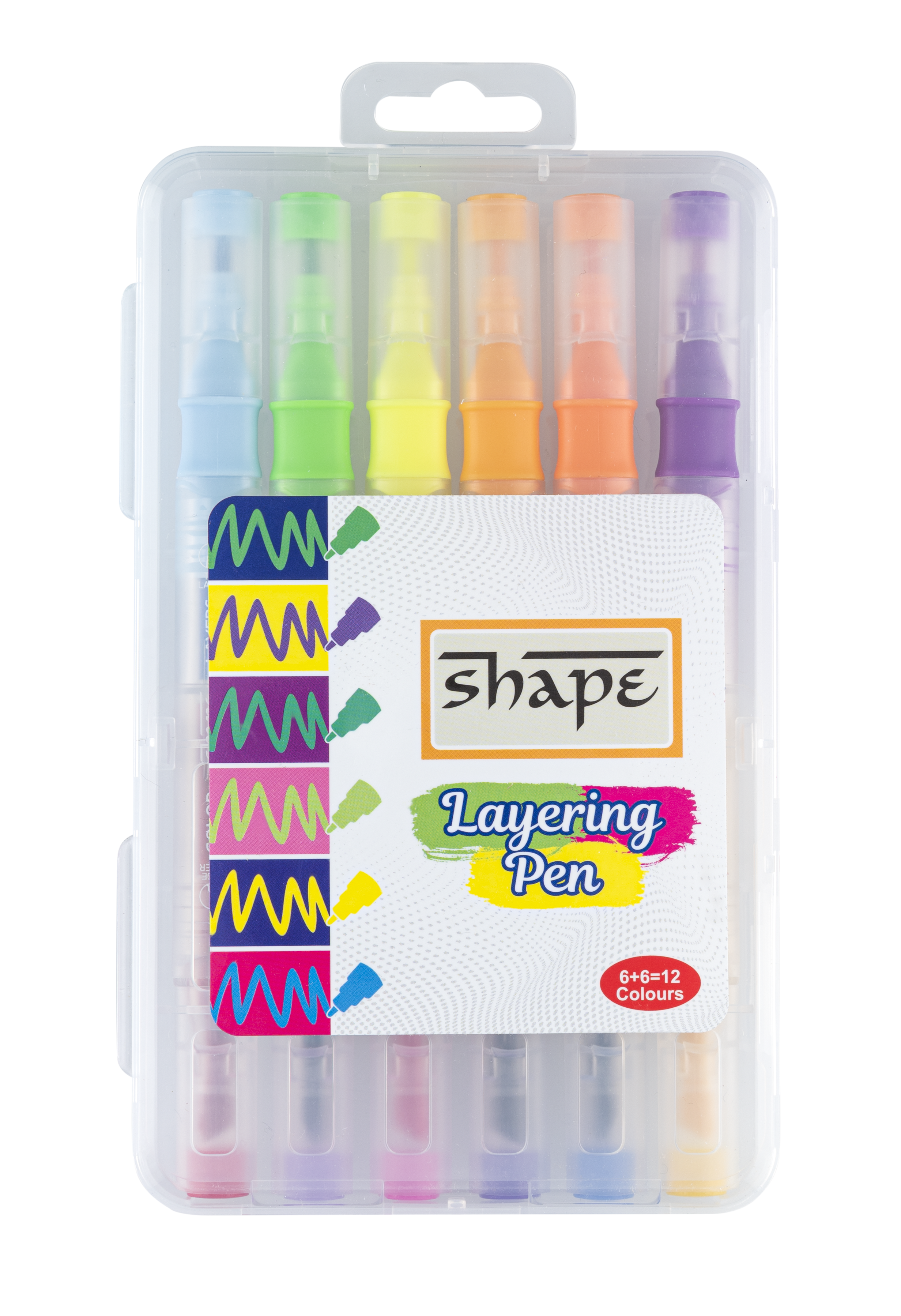 Pack of 2 | Shape Layering Pen - Set of 6 | Total 12 Pens