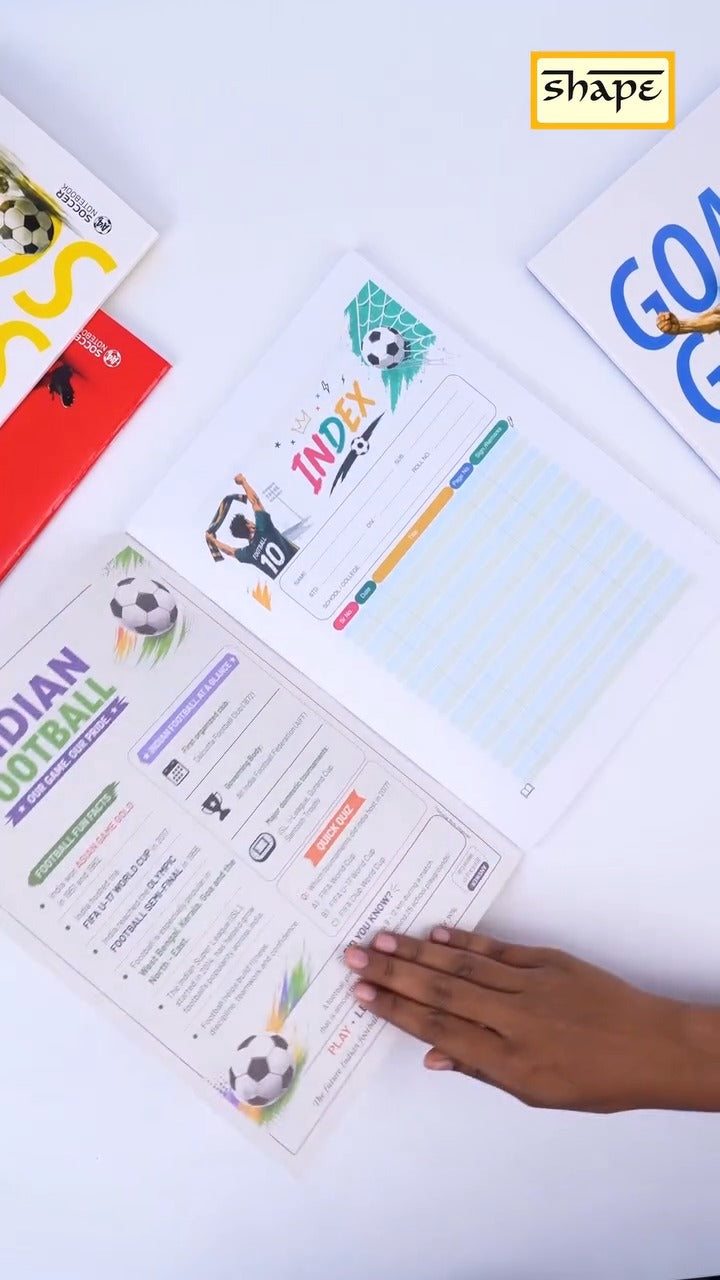 Shape Soccer Notebook - A4 Size, 172 Ruled Pages, Pack of 6
