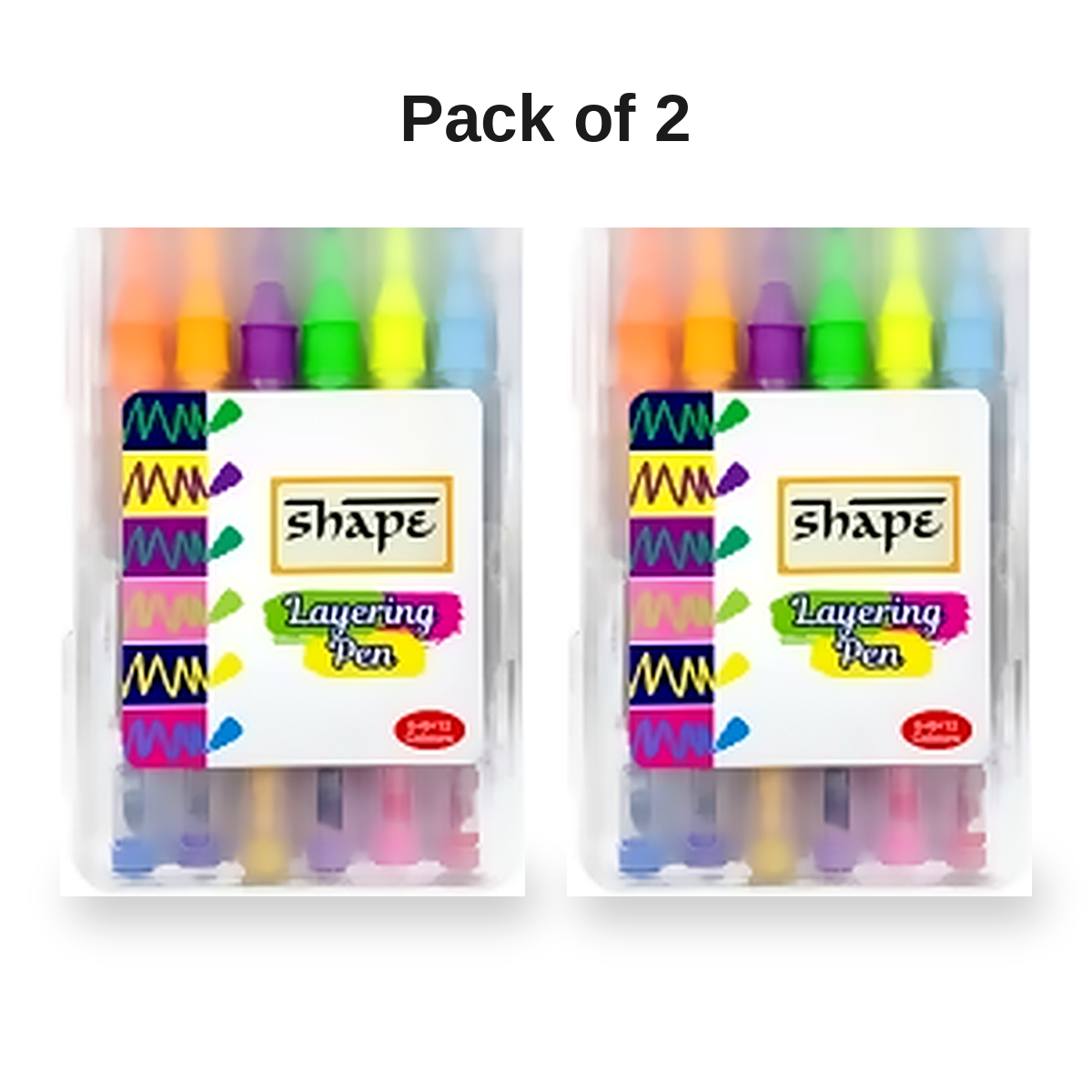 Pack of 2 | Shape Layering Pen - Set of 6 | Total 12 Pens